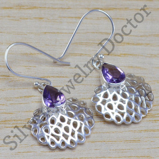 925 sterling silver wholesale jewelry amethyst gemstone earring WE-6388