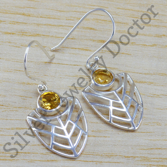 925 sterling silver fancy jewelry citrine gemstone new earring WE-6397