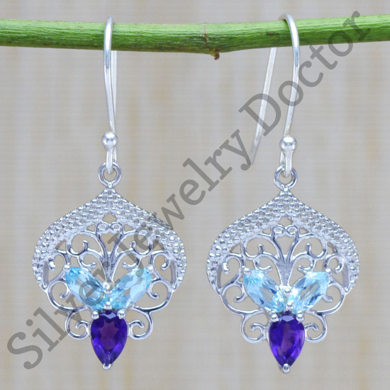 925 sterling silver exclusive jewelry amethyst gemstone earring WE-6398