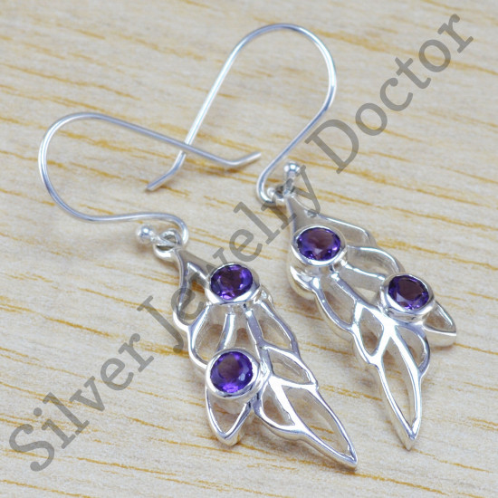 925 sterling silver jewelry amethyst gemstone handmade earring WE-6407