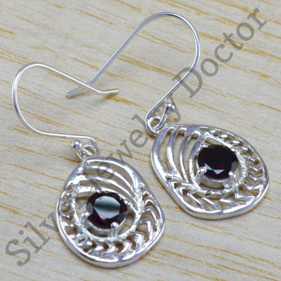 garnet gemstone wholesale jewelry 925 sterling silver earring WE-6415