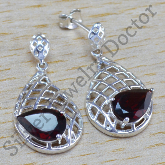 beautiful 925 sterling silver jewelry garnet gemstone new earring WE-6417