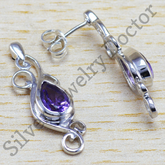 925 sterling silver latest fashion designer jewelry amethyst earring WE-6421