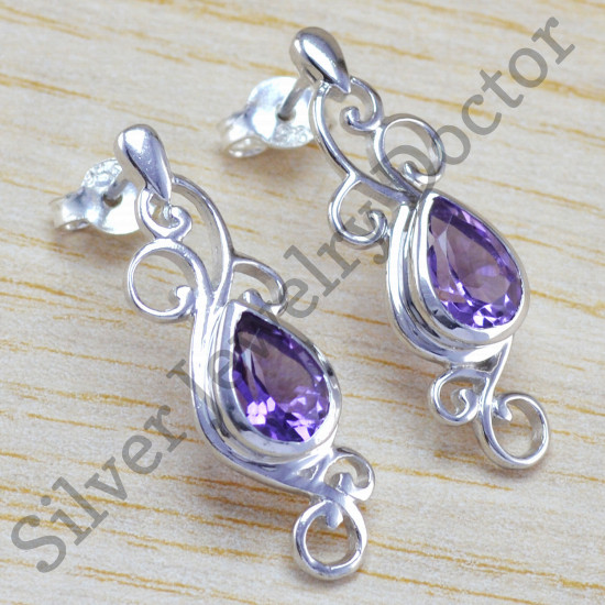 925 sterling silver latest fashion designer jewelry amethyst earring WE-6421