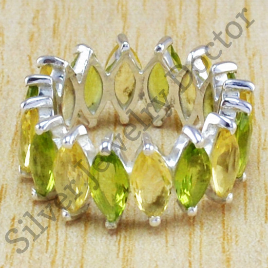 925 silver wholesale jewelry peridot and citrine gemstone ring WR-6424