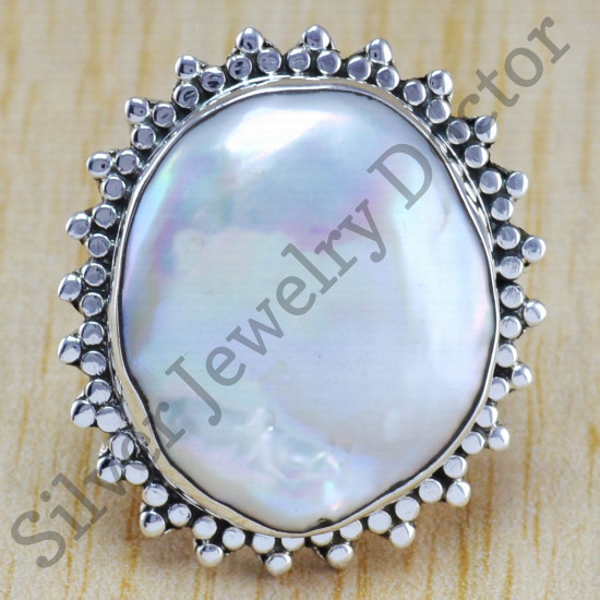 beautiful 925 sterling silver jewelry unique pearl gemstone ring WR-6435