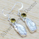 925 sterling silver jewelry pearl and citrine gemstone earring WE-6452