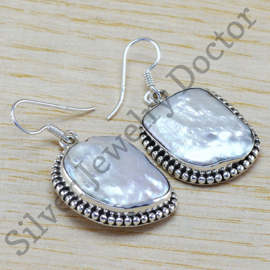 925 sterling silver hand finished jewelry pearl gemstone earring WE-6457