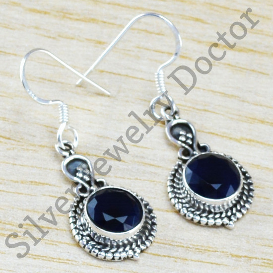 925 sterling silver jewelry sapphire gemstone handmade earring WE-6460
