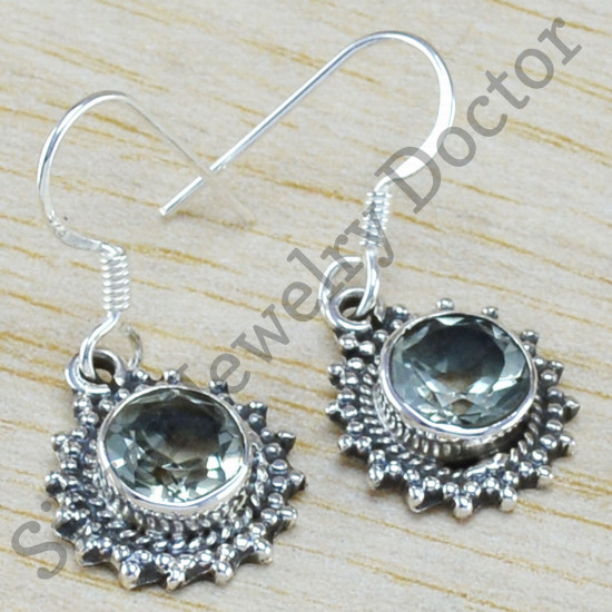 925 sterling silver jewelry green amethyst gemstone fine earring WE-6462