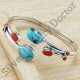925 sterling silver jewelry turquoise and coral gemstone designer bangle WB-6485