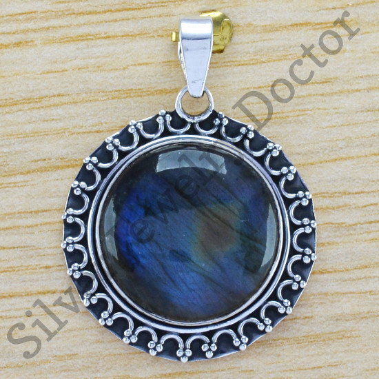 beautiful 925 sterling silver jewelry labradorite stone pendant WP-6489
