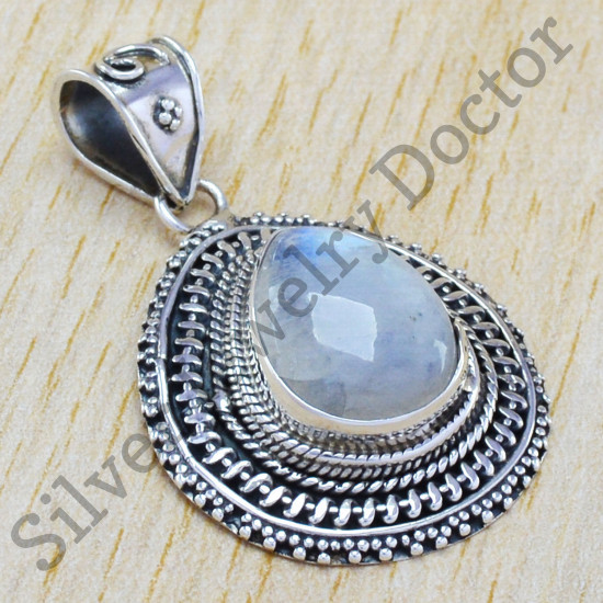 925 real sterling silver jewelry rainbow moonstone gemstone pendant WP-6499
