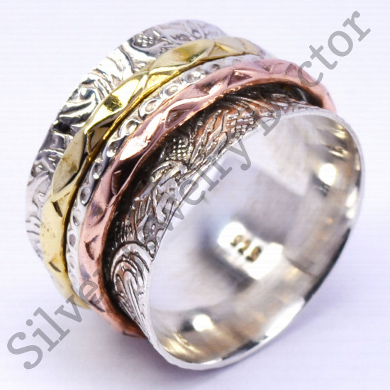 925 Sterling Silver And Brass Jewelry Beautiful Handmade Ring SJWR-1