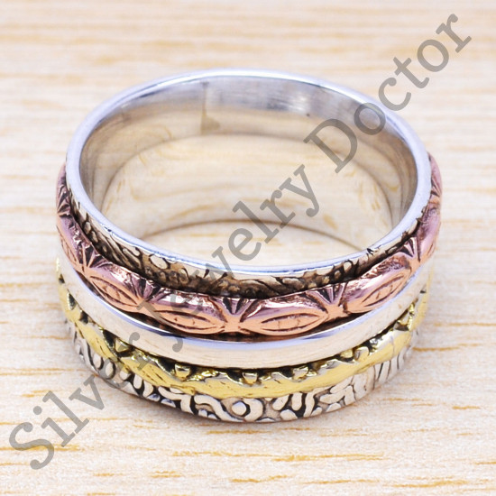 Beautiful Handmade 925 Sterling Silver And Brass Jewelry Finger Ring SJWR-7