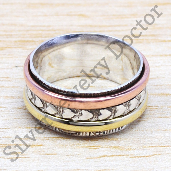Traditional Brass And 925 Sterling Silver Jewelry Handmade Ring SJWR-15