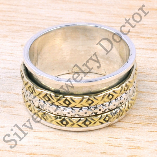 Beautiful Handmade 925 Sterling Silver And Brass Jewelry Ring SJWR-27