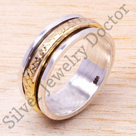 Authentic 925 Pure Silver And Brass Jewelry Finger Ring SJWR-38
