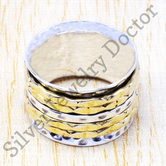 925 Sterling Silver And Brass Authentic Jewelry Wholesale Price Rings SJWR-41