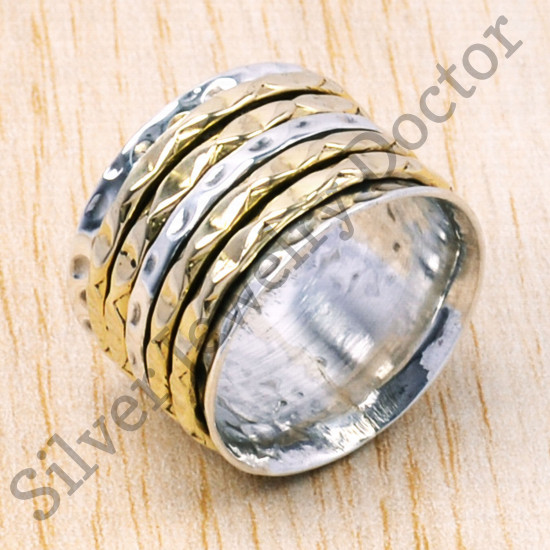 925 Sterling Silver And Brass Authentic Jewelry Wholesale Price Rings SJWR-41
