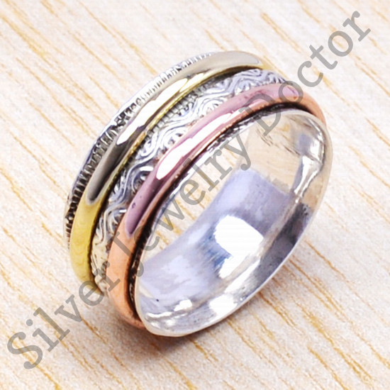 Wholesale 925 Sterling Silver And Brass Magnificent Jewelry Ring SJWR-43