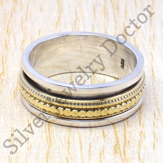 925 Sterling Silver And Brass Jewelry Beautiful Traditional Look Ring SJWR-45