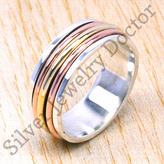 925 Sterling Silver And Brass Wholesale Price Fine Jewelry Ring SJWR-57