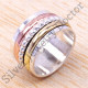 925 Sterling Silver And Brass Jewelry Beautiful Ancient Look Fine Ring SJWR-72