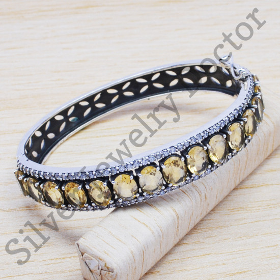 925 sterling silver citrine gemstone jewelry wholesale bangle SJWB-11