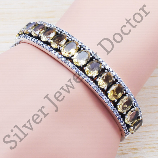 925 sterling silver citrine gemstone jewelry wholesale bangle SJWB-11