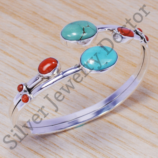 925 sterling silver and brass turquoise gemstone jewelry wholesale bangle SJWB-51