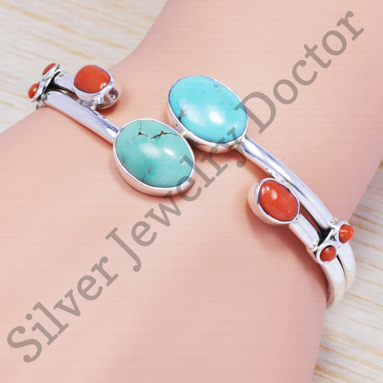 925 sterling silver and brass turquoise gemstone jewelry wholesale bangle SJWB-51