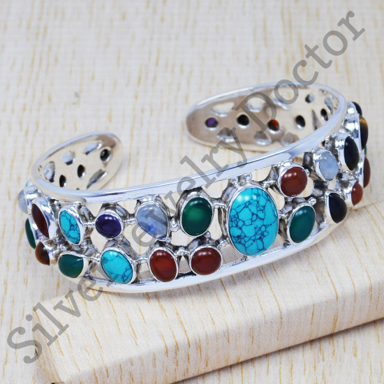 925 sterling silver fine jewelry turquoise gemstone new bangle SJWB-74