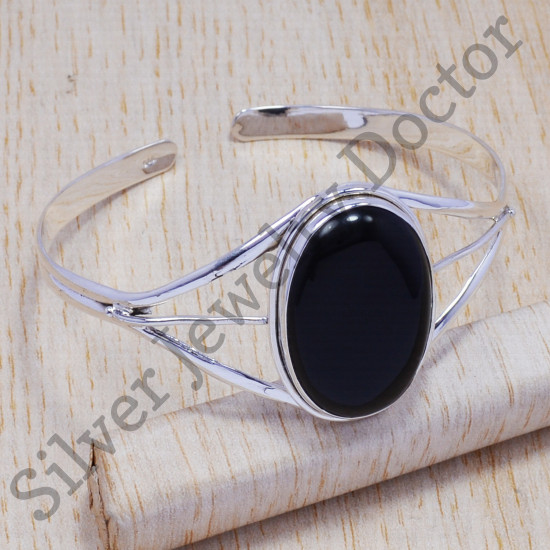 black onyx gemstone new fashion jewelry 925 sterling silver bangle SJWB-100