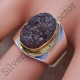 925 Sterling Silver And Brass Strawberry Quartz Rough Wholesale Jewelry Ring SJWR-349