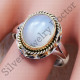 Beautiful Cream Moonstone 925 Silver And Brass Classic Fancy Ring SJWR-361