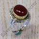 Beautiful 925 Sterling Silver And Brass Red Onyx Gemstone Fine Ring SJWR-371