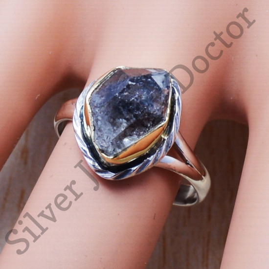 Beautiful 925 Sterling Silver And Brass Handmade Jewelry Rough Harkimar Diamond Ring SJWR-417