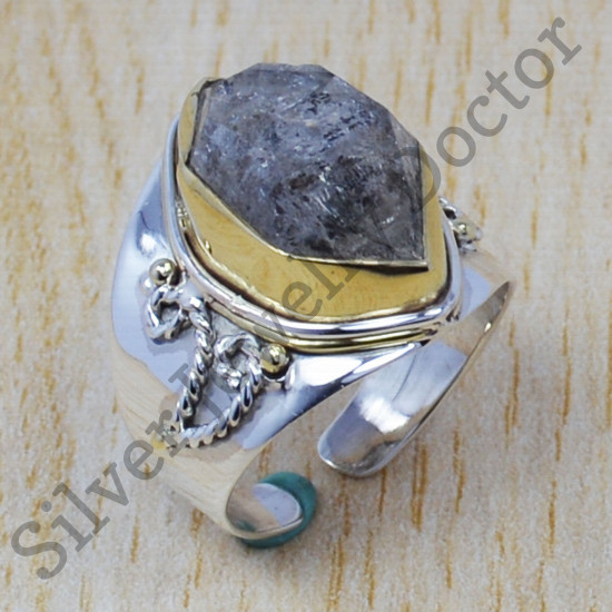 Beautiful Rough Harkimar Diamond 925 Sterling Silver And Brass Jewelry Magnificent Rings SJWR-418