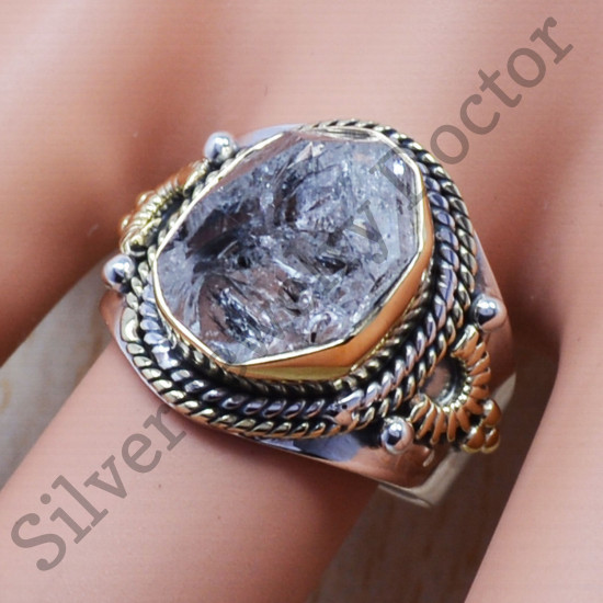 925 Silver And Brass Jewelry Rough Harkimar Diamond Factory Direct Ring SJWR-425