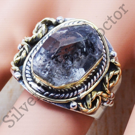 925 Sterling Silver And Brass Rough Harkimar Diamond Jewelry Wholesale Rings SJWR-426