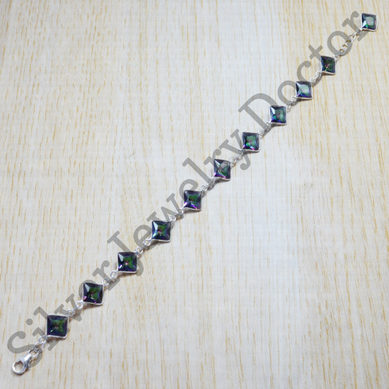925 Sterling Silver Mystic Topaz Gemstone Jewelry Handmade Bracelet SJWBR-105