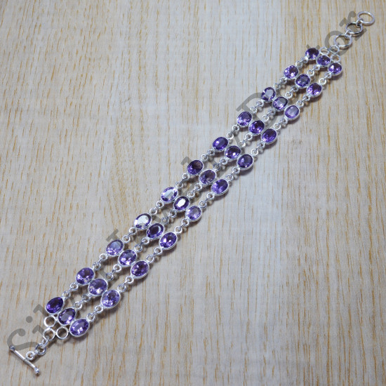 925 Sterling Silver Jewelry Wholesale Bracelet Amethyst Gemstone SJWBR-111