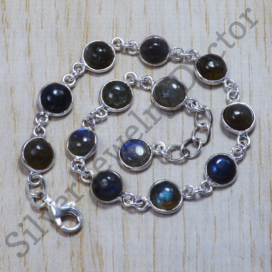 925 Sterling Silver Jewelry Handmade Bracelet Labradorite Gemstone SJWBR-112
