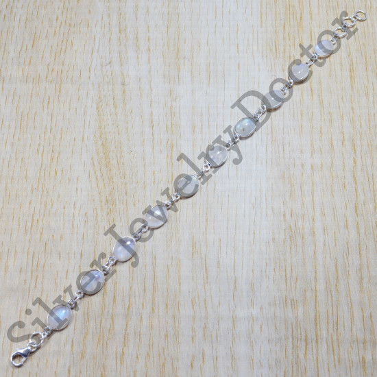 952 Sterling Silver Designer Jewelry Rainbow Moonstone Bracelet SJWBR-127