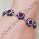 Handmade Sterling Silver Beautiful Ruby And Zircon Gemstone Bracelet SJWBR-129