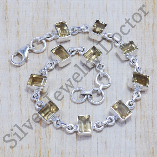 925 Sterling Silver Indian Designer Jewelry Citrine Gemstone Bracelet SJWBR-135