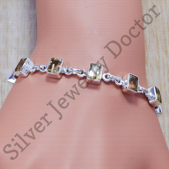 925 Sterling Silver Indian Designer Jewelry Citrine Gemstone Bracelet SJWBR-135