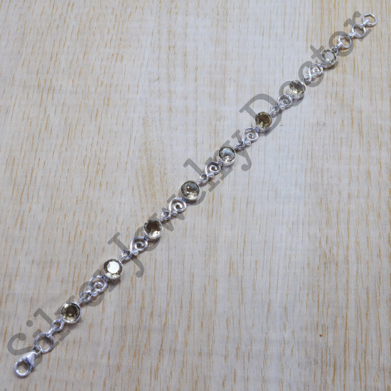 Beautiful Citrine Gemstone Pure 925 Silver Jewelry Fancy Bracelet SJWBR-141