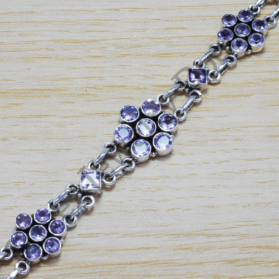 Amethyst Gemstone 925 Sterling Silver Jewelry Wholesale Bracelet SJWBR-155